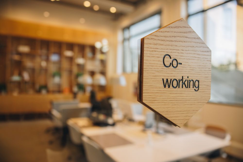 Co-working office space sign board
