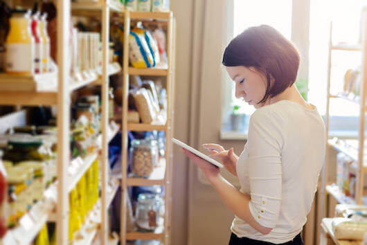 a woman in a groceries store